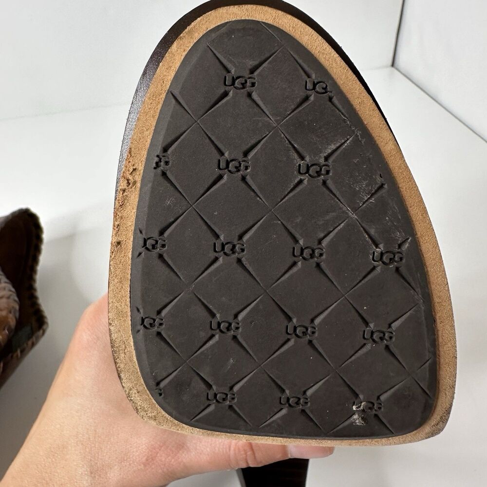 UGG Brown Leather Platform Ankle Pumps - Picture 15 of 16